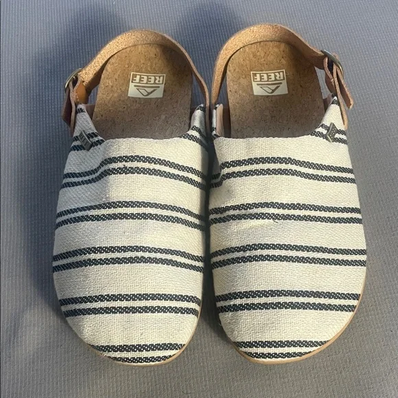 Reef Women's Cushion Sage TX Black and White Striped Clogs Size 9 - Picture 1 of 10